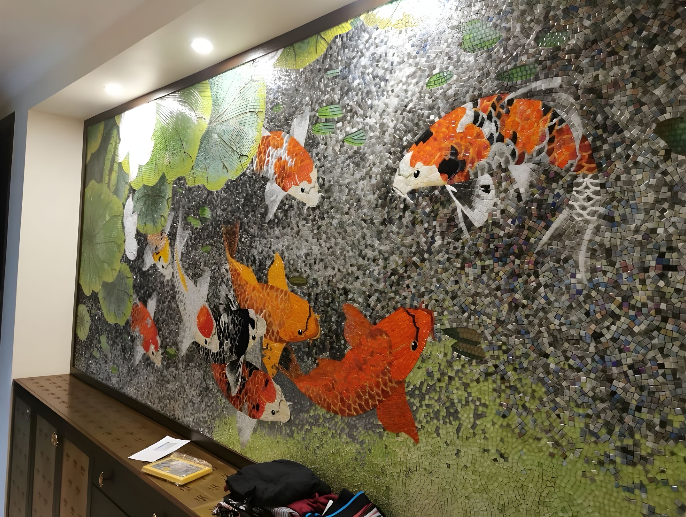 Koi pond mosaic, detail
